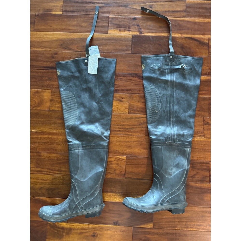 Pro Line Hip Waders Men 13 Black Good Waterproof B501 Steel Shank Fishing Boots